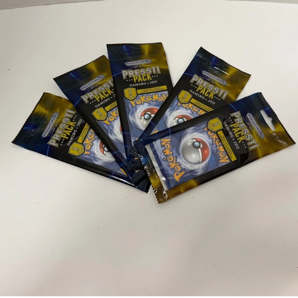 5 Presstine Pressti Pack Pokemon Trading Card Packs 3 Cards Per Pack New Sealed